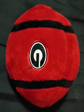 Georgia Bulldogs Red Plush Football with Black Stripes and Embroidered Oval Logo